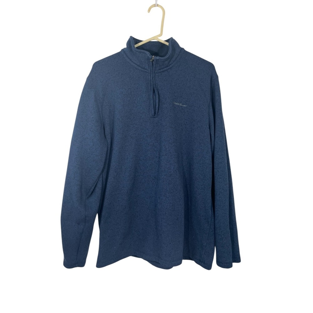 Eddie Bauer Men's Slate Blue 1/4 Zip Long Sleeve Pullover Sweater XL Tall